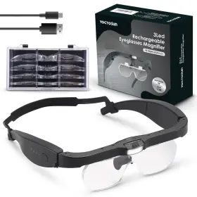 Yoctosun 726679582448 Magnifying Glasses With Light Rechargeable Head Magnifier 3 Led