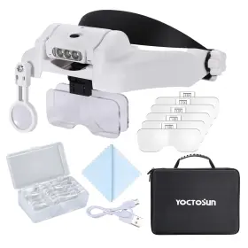 1x-14x Yoctosun 726679582455 Magnifying Glasses With Light Rechargeable Led Headband Magnifier Wit