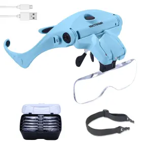 Yoctosun 726679582509 Magnifying Glasses With Light For Close Work Head Magnifier 5 Interchan
