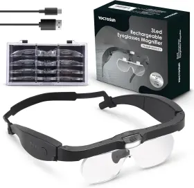 Ugv3-c1 Yoctosun Rechargeable Head Magnifier Glasses With 3 Led Lights And Detachable Lenses 1.5x
