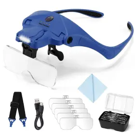 Yoctosun Ys-egm-ugv1-c1b Magnifying Glasses With Light Hands Free Headband Deep Blue