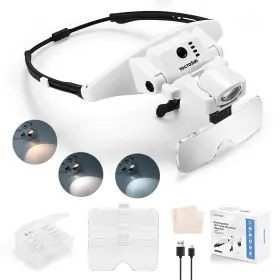Yoctosun Ys-egm-ugv1-c2 Magnifying Glass With Light Rechargeable Head-mounted Magnifier 6 Lense