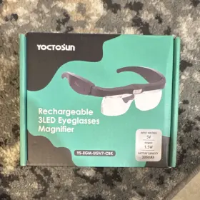 Yoctosun Ys-egm-ugv7-cbk Eyeglasses Magnifier 3 Led Rechargeable Adjustable 0.75-4x Black