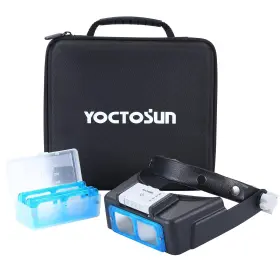 Ys-egm-ugv8-cw-sc Yoctosun Headband Magnifier With 4 Lenses Led Lights And Storage Case Magnifying G