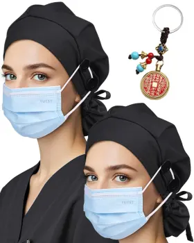 Bss-2 Yuest 2 Pack Classic Scrub Caps For Women Ponytail Satin Lined Surgical W