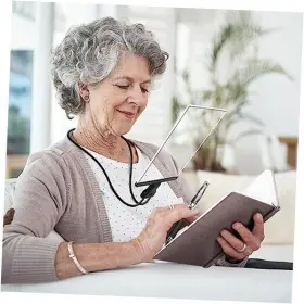 0612xgfdjh Zqxjxz 5x Hands Free Magnifier Flexible Gooseneck Full Page Neck Wear-black