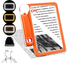 Zqxjxz 313091837814 30x 10x 5x Large Magnifying Glass With Light Rechargeable Foldable Full Book Pa