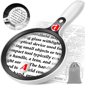 Zqxjxz 445008637699 Large Magnifying Glass With Lights 10x 25x 45x Handheld Lighted Magnifier 5.5in