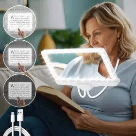 Nzv19b1113fdj01 Zqxjxz Rechargeable Hands-free Magnifying Glass With Light For Reading 5x Lighted