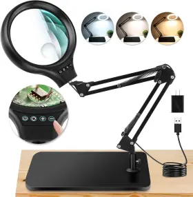 Nzv46240422tsfdj Zqxjxz Nzqxjxz 10x 30x Large Magnifying Glass With Light And Stand 5-inch Led Lighted