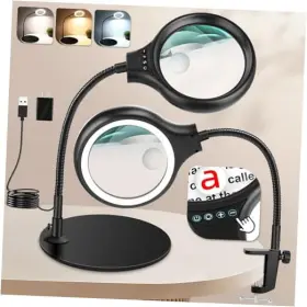 Nzv55h0613fdj38 Zqxjxz 10x 20x Desk Magnifying Glass With Light And Stand Clamp 2-in-1 Magnifier