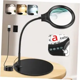 Zqxjxz Nzv55h1028fdj46 10x 20x Desk Magnifying Glass With Light And Stand Lamp 4.9 Inch