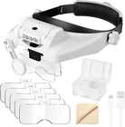 Headband Magnifier, 1X-14X Headset Magnifying Glass With Light, Mounted New. Price: $46.99.