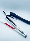 Ambutech Blind Cane White & Red Aluminum 4-SECTION Folding W/ Rolling Tip Case Used. Price: $22.99.