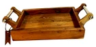 Handmade India Natural Wood Serving Tray With Silver Handles 13.5"X10" New. Price: $23.99.