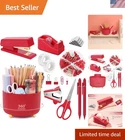 Complete Red Desk Accessories Set: Stapler, Holder, Tape Dispenser & More New. Price: $39.99.