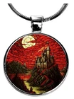 Haunted Castle Glass Cabochon Necklace Pendant 25MM W/ Chain Custom New. Price: $11.63.
