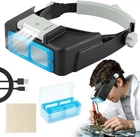 Headband Magnifier With Led Light Rechargeable Magnifying Glasses For Close Work New. Price: $35.06.