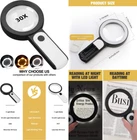 Jmh Magnifying Glass With Light, 30X Handheld Large Black New. Price: $16.45.