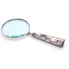 Vintage Magnifying Glass With 10X Lens Mother Of Pearl Handle Brass Frame Han.... Price: $35.43.
