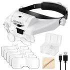 Sunjoyco Headband Magnifier, 1X-14X Headset Magnifying Glasses Small, White New. Price: $56.49.
