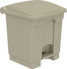 New Safco Step-on Indoor Plastic Trash Can, Hands-free Disposal, 8 Gallon, Tan. Price: $104.55.