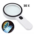 Magnifying Glass With Light, 30X Handheld Large 12 Led Lighted New. Price: $15.84.