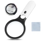 Magnifying Glass With Light, 10X 45X Handheld Large, Black White New. Price: $13.59.