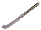 Cheese Knife Bone Handle. Stainless Blade. Made India. Black & White Used. Price: $9.95.